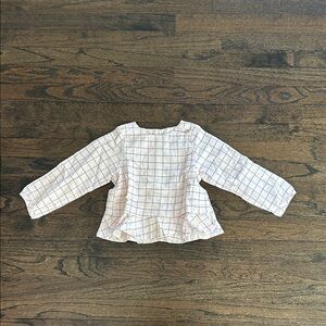Jean Bourget Pink & Gray Checked Long-Sleeve Blouse Size 4